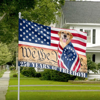 America 250th Anniversary Flag | 250 Years of Freedom with Patriotic Dog | Double Sided Premium Polyester | Commemorative Gift for Patriots & Dog Lovers