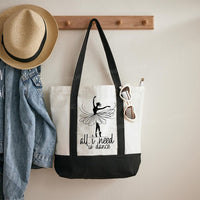 All I Need Is Dance Color-blocked Canvas Bag