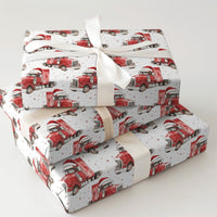 Santa Hat Trucker Gift Wrap, Semi Truck Christmas Wrapping Paper, Transportation Big Rig Wrapping Paper, Holiday Present Paper for Driver