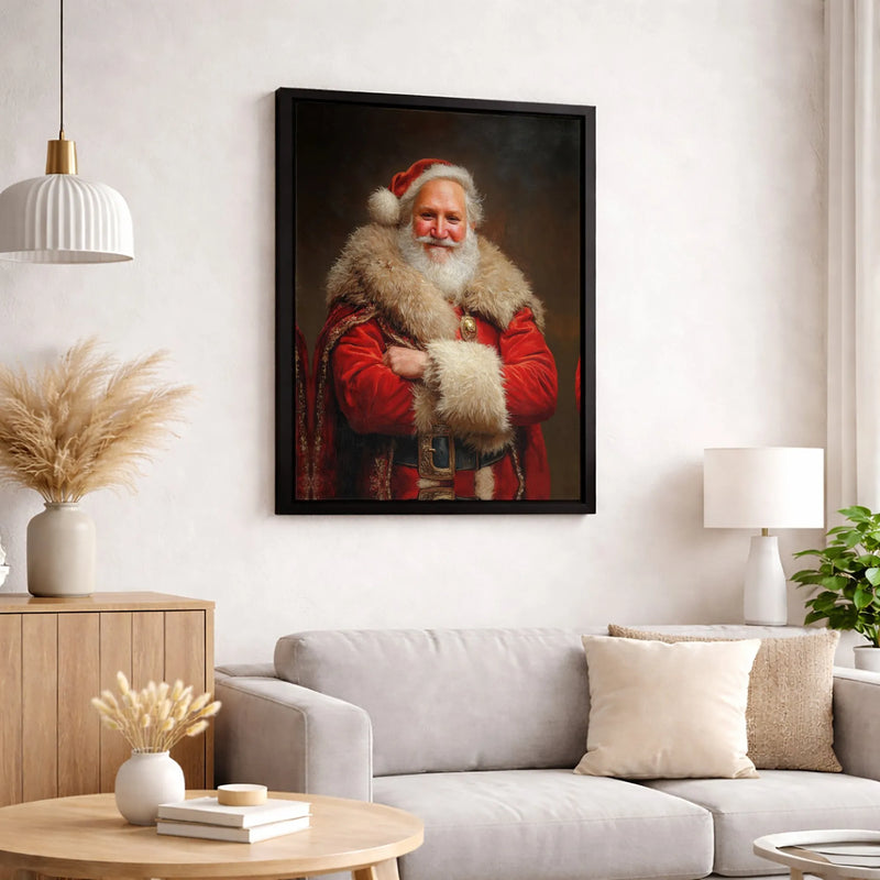 Oil Painting Santa Canvas Print, Vintage Santa Claus Canvas Art, Classic Christmas Wall Canvas, Holiday Portrait Decor, Xmas Home Present