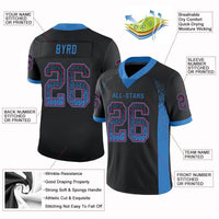 Custom Black Powder Blue-Red Drift Fashion Football Jersey
