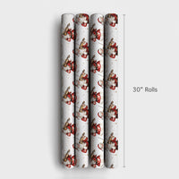 Watercolor Christmas Wrapping Paper Roll, Musical Santa Violinist Wrapping Paper, Classical Music Gift Wrap, Holiday Santa Wrapping Paper