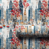 NYC Yellow Taxi Holiday Wrapping Paper, New York Christmas Wrapping Paper, Watercolor Skyline Wrapping Paper, Urban City Travel Gift Wrap