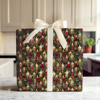 Holly Berry Gift Wrap, Vintage Christmas Candle Wrapping Paper, Traditional Holiday Present Wrap, Festive Winter Botanical Wrapping Paper