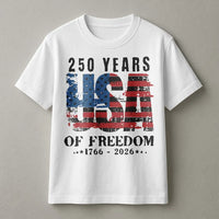 250 Years USA Freedom T-Shirt | Vintage 1776-2026 American Flag Graphic | 100% Soft Breathable Cotton | Patriotic Gift for History Buffs