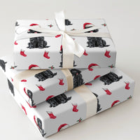 Dog Santa Hat Gift Wrap, Black Poodle Christmas Wrapping Paper, Holiday Puppy Wrapping Paper Roll, Pet Lover Xmas Gift Wrap Roll
