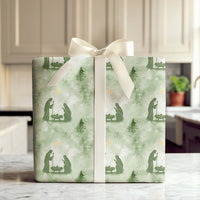 Green Christian Holiday Gift Wrap, Nativity Scene Christmas Wrapping Paper, Holy Family Manger Paper, Religious Gift Wrapping Paper Roll