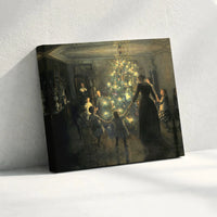Classic Christmas Painting Canvas Print, Viggo Johansen Silent Night Canvas Wall Art, Holiday Living Room Canvas Art, Vintage Xmas Decor