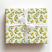 Floral Christmas Gift Wrap, Yellow Poinsettia Wrapping Paper, Watercolor Botanical Wrapping Paper, Elegant Winter Holiday Paper Roll