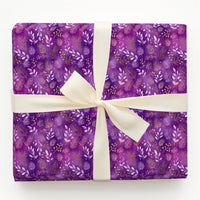 Winter Foliage Gold Wrapping Paper, Purple Botanical Wrapping Paper, Elegant Floral Holiday Wrapping Paper, Birthday and Christmas Gift Wrap