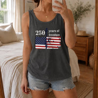 Patriotic 250 Years of Freedom Tank Top | USA Flag Statue of Liberty Graphic | Premium Lightweight Breathable Fabric | 250th America Anniversary Gift for Men Women