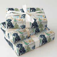 Watercolor Holiday Dog Gift Wrap, Black Labrador Christmas Wrapping Paper, Adorable Pet Pattern Gift Wrapping Paper, Xmas Dog Mom Roll