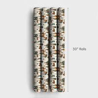 Watercolor Mountain Cabin Gift Wrap, Winter Skiing Wrapping Paper, Rustic Pine Tree Present Paper, Ski Slope Christmas Wrapping Paper Roll