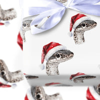 Santa Hat Reptile Holiday Gift Wrap, Snake Christmas Wrapping Paper, Watercolor Serpent Wrapping Paper, Humorous Animal Festive Wrapping Paper