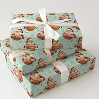 Sports Christmas Wrapping Paper, Basketball Santa Wrapping Paper, Mint Green Holiday Gift Wrap, Basketball Player Wrapping Paper Roll