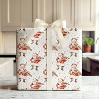 Musical Christmas Gift Wrap, Watercolor Santa Violin Wrapping Paper, Violinist Holiday Present Paper, Festive Xmas Gift Wrap