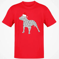Festive Dog Lover Holiday Shirt, Pitbull Santa Hat Christmas T-Shirt, Adorable Xmas Pittie Graphic Tee, Winter Merry Christmas Dog T-Shirt