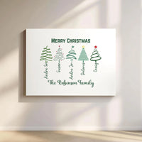 Custom Names Christmas Canvas Print, Family Christmas Tree Wall Art, Holiday Tree Canvas Poster, Xmas Home Canvas Decor Digital Download