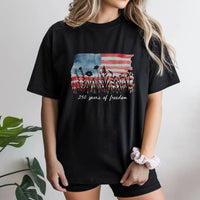 America 250 Years of Freedom T-Shirt | Watercolor Wildflower Flag Art | Soft Cotton Patriotic Tee | Fourth of July Gift for Women