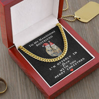 Polished Stainless Steel Chain Necklace, Otterly in Love Cuban Link Chain Necklace, Romantic Christmas Message Card Present for Boyfriend
