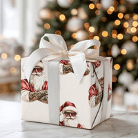 Tattooed Santa Christmas Wrapping Paper, Cool Sunglasses Santa Wrapping Paper, Edgy Holiday Gift Wrap, Fun Xmas Gift Wrapping Paper Roll