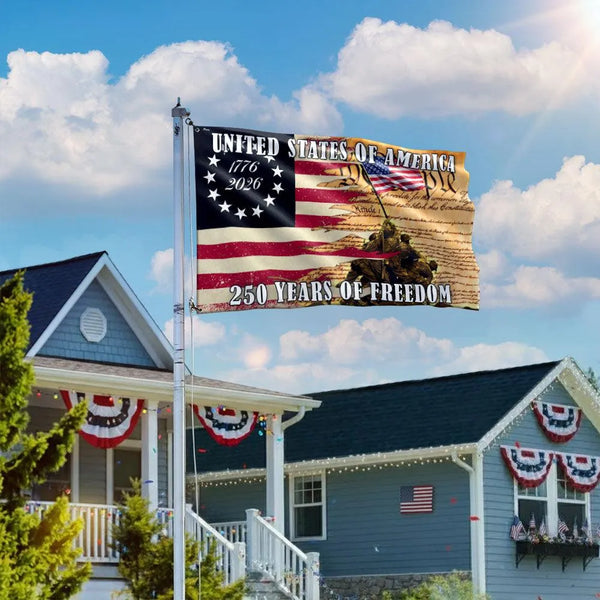 We The People Patriotic House Flag | 250 Years of Freedom 1776-2026 | Double-Sided UV-Resistant Polyester | American Independence Commemorative Gift