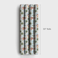 Beer Drinking Santa Gift Wrap, Tropical Beach Santa Wrapping Paper, Palm Tree Christmas Present Paper, Summer Holiday Wrapping Paper Roll