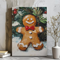 Impasto Oil Painting Canvas, Gingerbread Man Canvas Wall Art, Christmas Gingerbread Canvas Print, Holiday Kitchen Wall Decor, Xmas Home Present