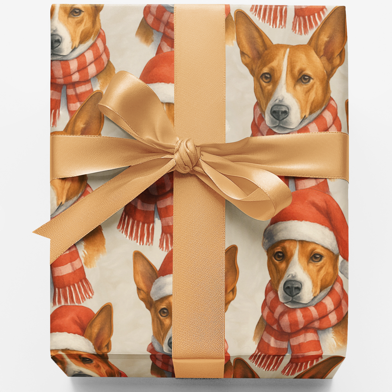 Tinsel Dog Holiday Gift Wrap, Basenji Christmas Wrapping Paper, Festive Basenji Wrapping Paper, Adorable Dog Breed Gift Wrap, Pet Lover Wrap