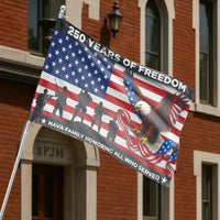 250 Years of Freedom House Flag | American Eagle & Military Silhouette Design | Premium Weather-Resistant Polyester | Patriotic Gift for Veterans