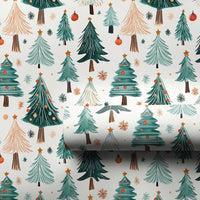Forest Holiday Gift Wrap, Watercolor Christmas Tree Wrapping Paper, Modern Winter Tree Wrapping Paper, Colorful Christmas Gift Wrap Roll