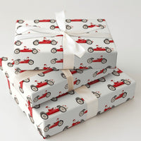 Vintage Racing Santa Claus Gift Wrap, Race Car Santa Wrapping Paper, Humorous Holiday Present Paper, Whimsical Christmas Wrapping Paper Roll