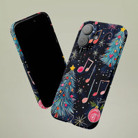 Festive Holiday Musical Score Phone Cover, Christmas Music Notes iPhone Case, Dual Layer TPU Tough Case, Xmas Present for Musician Music Lover