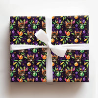 Tortoiseshell Holiday Cat Gift Wrap, Christmas Cat Wrapping Paper, Watercolor Kitty Ornament Present Paper, Cat Lover Festive Gift Wrap