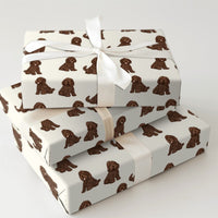 Curly Brown Doodle Gift Wrap, Cockapoo Dog Wrapping Paper, Adorable Pet Birthday Wrapping Paper, Dog Lover Christmas Gift Wrap, Doodle Dog Paper