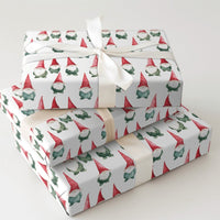 Watercolor Holiday Gnome Gift Wrap, Christmas Gnome Wrapping Paper, Adorable Winter Holiday Wrapping Paper, Festive Scandinavian Wrapping Paper