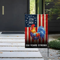 Patriotic Rooster Garden Flag 250 Years Strong | 1776-2026 American Flag Design | Double-Sided Polyester | USA Semiquincentennial Gift