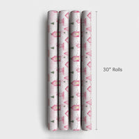 Pastel Holiday House Gift Wrap, Pink Christmas Village Wrapping Paper, Whimsical Winter Wrapping Paper, Festive Pink Xmas Gift Wrap Roll
