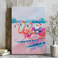Flamingo Christmas Wall Art, Tropical Santa Sleigh Canvas, Coastal Holiday Canvas Print, Festive Pink Santa Xmas Wall Decor Present