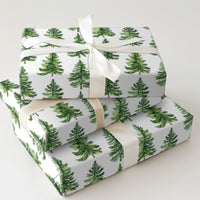 Rustic Woodland Gift Wrap, Watercolor Pine Tree Wrapping Paper, Evergreen Forest Wrapping Paper, Winter Holiday Christmas Gift Wrap Roll