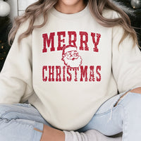 Distressed Santa Crewneck, Merry Christmas Santa Sweatshirt, Retro Holiday Graphic Sweatshirt, Comfy Xmas Pullover Sweatshirt, Holiday Present