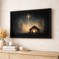 Bethlehem Star Manger Poster, Nativity Scene Wall Art, Christmas Silhouette Print Digital Download, Religious Christian Decor