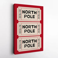 Vintage Christmas Admit One Print, North Pole Ticket Wall Art, Retro Holiday Season Canvas Art, Winter Wonderland Festive Home Decor Present