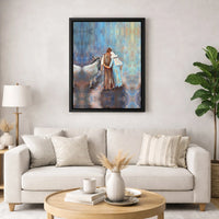 Holy Family Donkey Art Print, Nativity Canvas Print, Religious Christmas Wall Art, Nativity Scene Digital Download Art