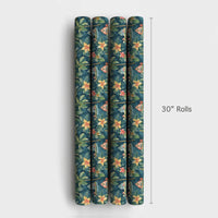 Coastal House Gift Wrap, Tropical Christmas Wrapping Paper, Teal Palm Tree Gift Wrapping Paper, Beach House Present Wrap, Xmas Gift Wrap