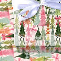 Whimsical Bow Tree Gift Wrap, Colorful Christmas Tree Wrapping Paper, Pink Orange Holiday Present Paper, Modern Christmas Gift Wrapping Paper