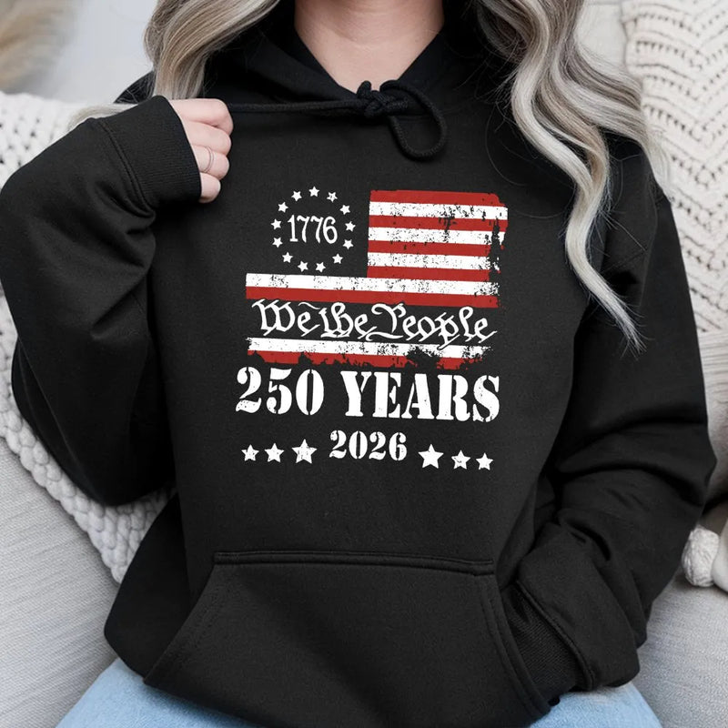 We The People 1776 Hoodie | 250 Years America 2026 Patriotic Vintage Design | Soft Cotton-Polyester Blend | Gift for History Lovers