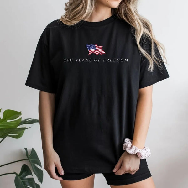 America 250th Anniversary T-Shirt | 250 Years of Freedom Minimalist USA Flag Design | Soft Breathable Cotton Tee | Patriotic Gift for History Lovers