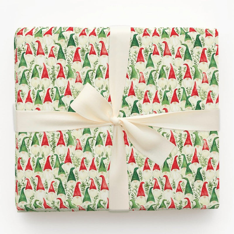 Watercolor Holiday Gift Wrap Roll, Christmas Gnome Wrapping Paper, Scandinavian Gnome Present Paper, Adorable Winter Holiday Gift Wrapping Paper