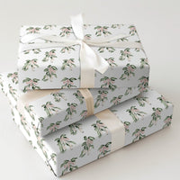 Pink Bow Holiday Gift Wrap, Watercolor Mistletoe Wrapping Paper, Botanical White Berry Wrapping Paper, Elegant Christmas Winter Gift Wrap
